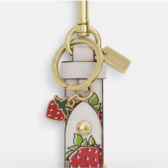 Coach Trigger Snap Bag Charm With Strawberry Print - Picture 2 of 3